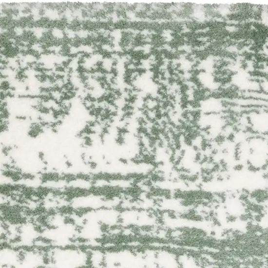 8' Green And Ivory Abstract Runner Rug Photo 7