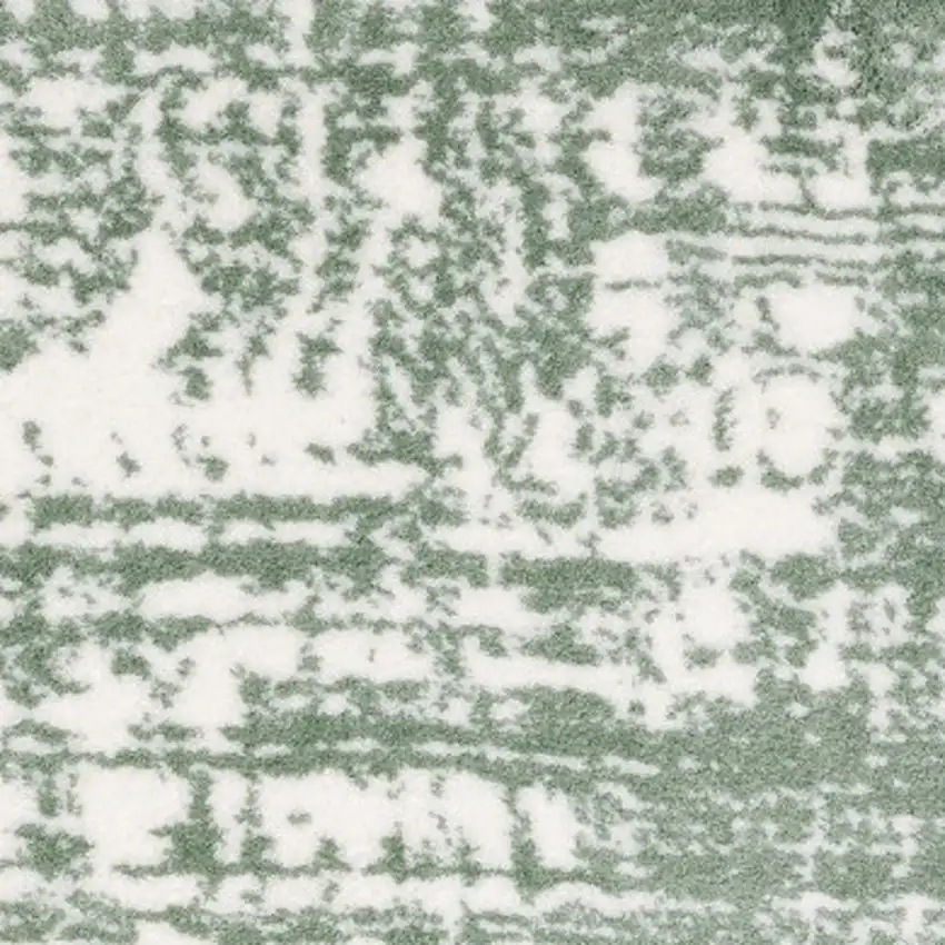 8' Green And Ivory Abstract Runner Rug Photo 9