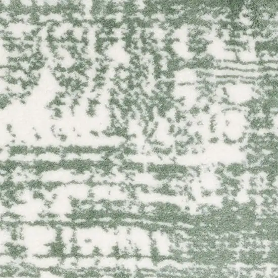 8' Green And Ivory Abstract Runner Rug Photo 9