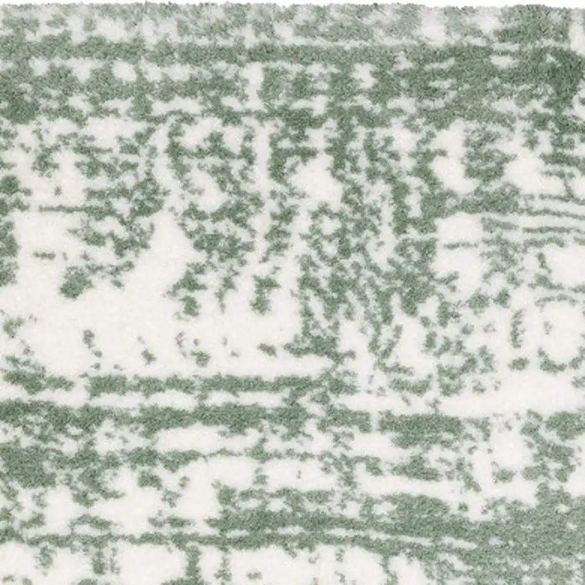 8' Green And Ivory Abstract Runner Rug Photo 8