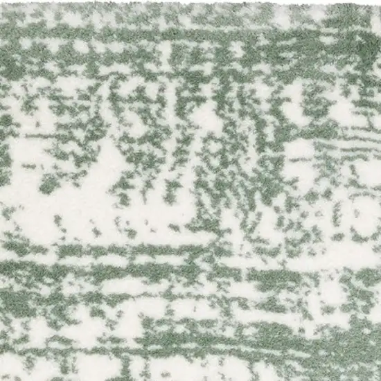 8' Green And Ivory Abstract Runner Rug Photo 8