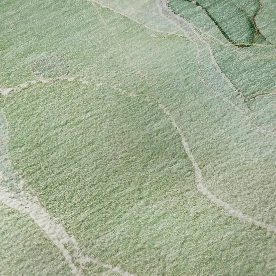 8' Green And Ivory Abstract Washable Round Rug With UV Protection Photo 9