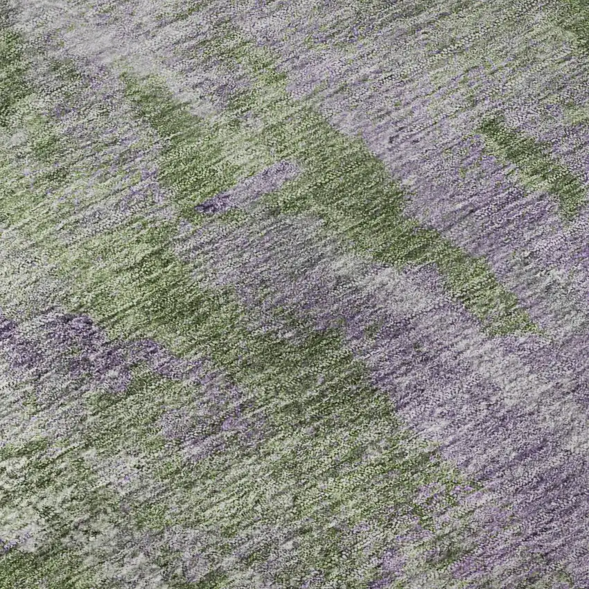 8' Green And Ivory Abstract Washable Round Rug With UV Protection Photo 9