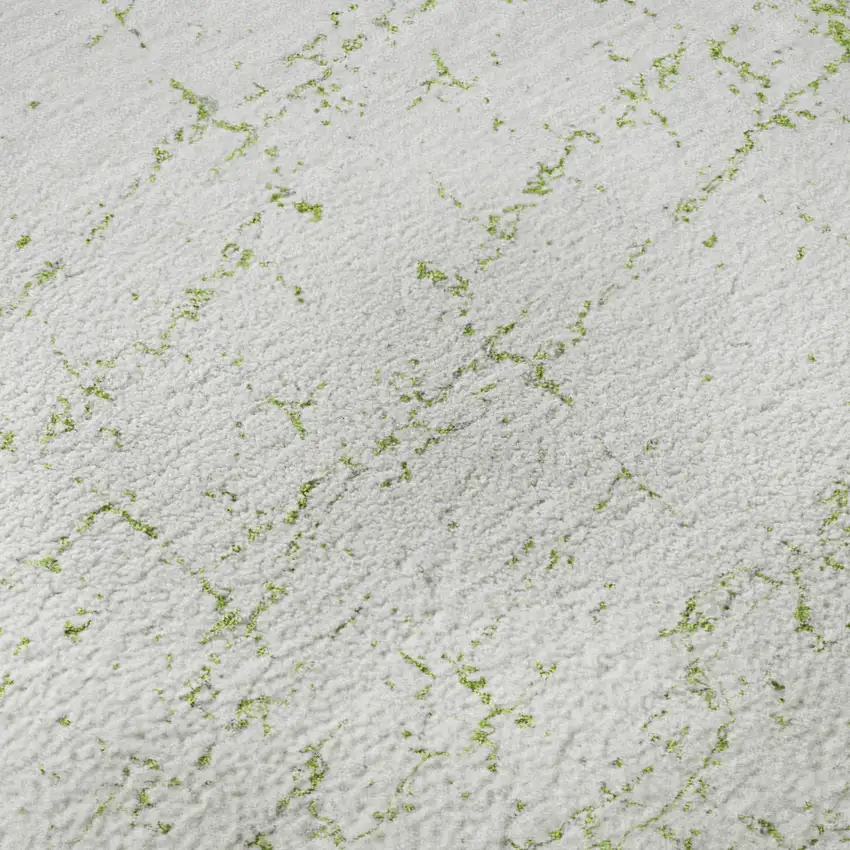 8' Green And Ivory Abstract Washable Round Rug With UV Protection Photo 9