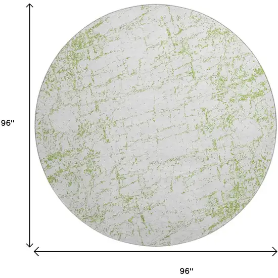 8' Green And Ivory Abstract Washable Round Rug With UV Protection Photo 3