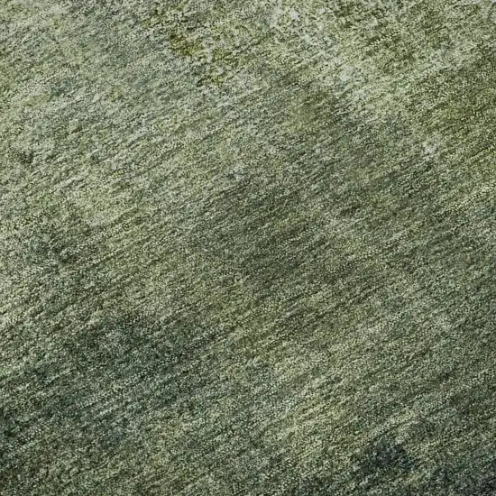 8' Green And Ivory Abstract Washable Round Rug With UV Protection Photo 9