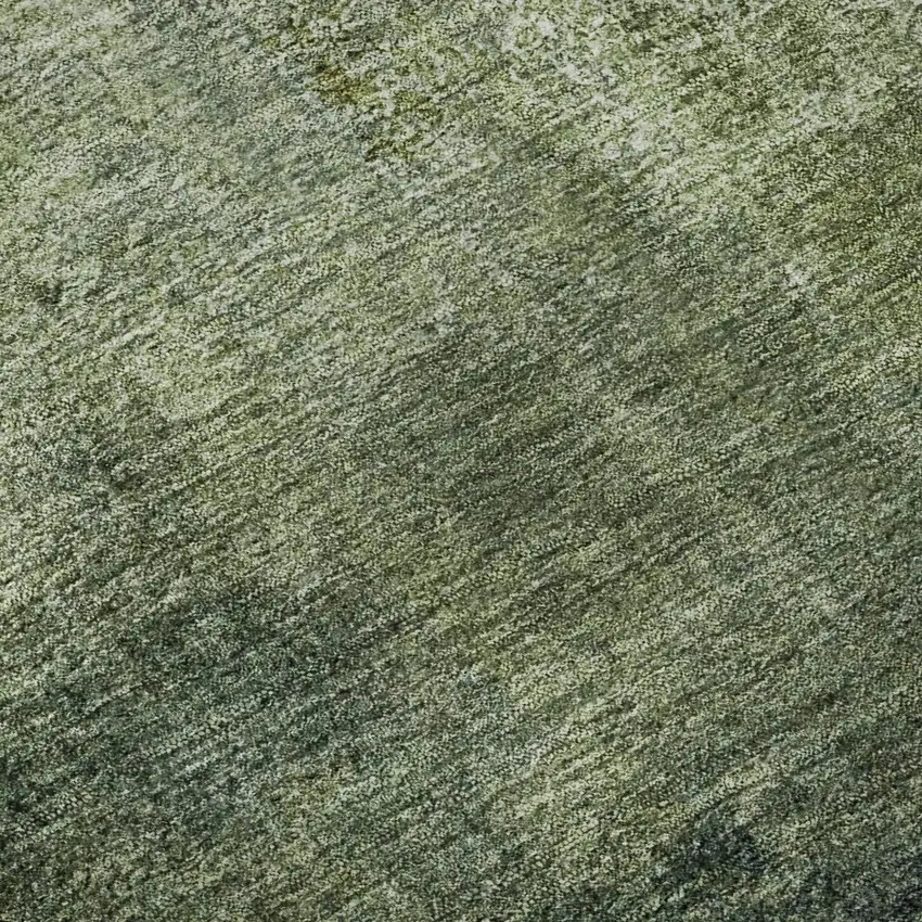 8' Green And Ivory Abstract Washable Round Rug With UV Protection Photo 9