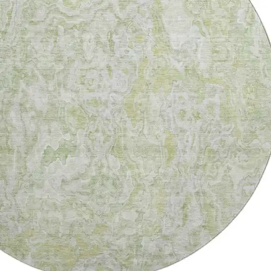 8' Green And Ivory Abstract Washable Round Rug With UV Protection Photo 3