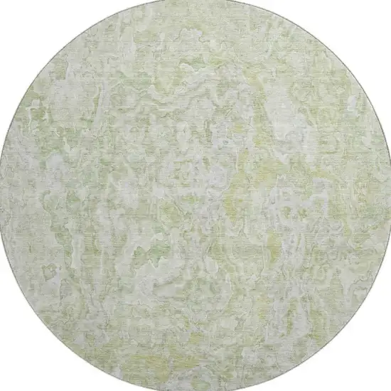 8' Green And Ivory Abstract Washable Round Rug With UV Protection Photo 4