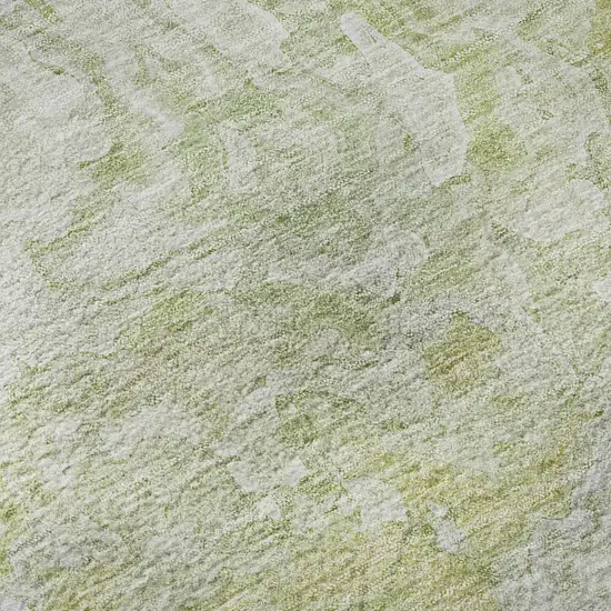 8' Green And Ivory Abstract Washable Round Rug With UV Protection Photo 9