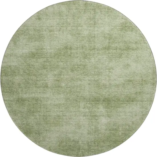 8' Green And Ivory Abstract Washable Round Rug With UV Protection Photo 1