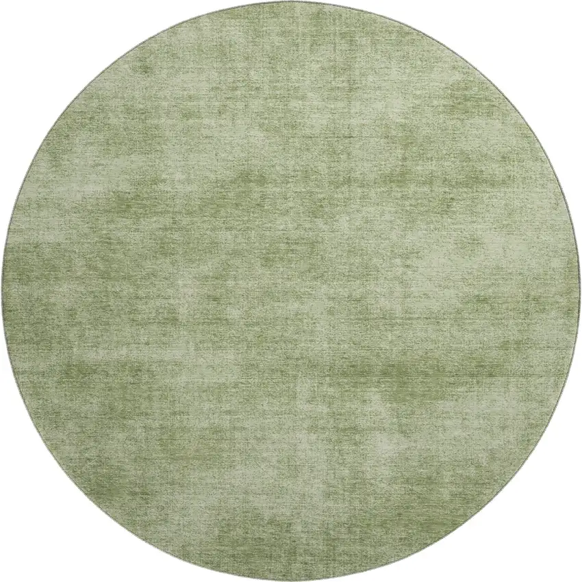 8' Green And Ivory Abstract Washable Round Rug With UV Protection Photo 1