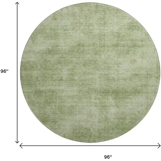 8' Green And Ivory Abstract Washable Round Rug With UV Protection Photo 9