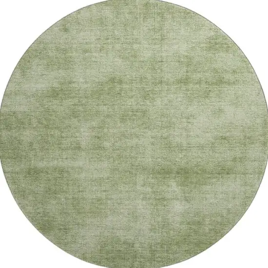 8' Green And Ivory Abstract Washable Round Rug With UV Protection Photo 3