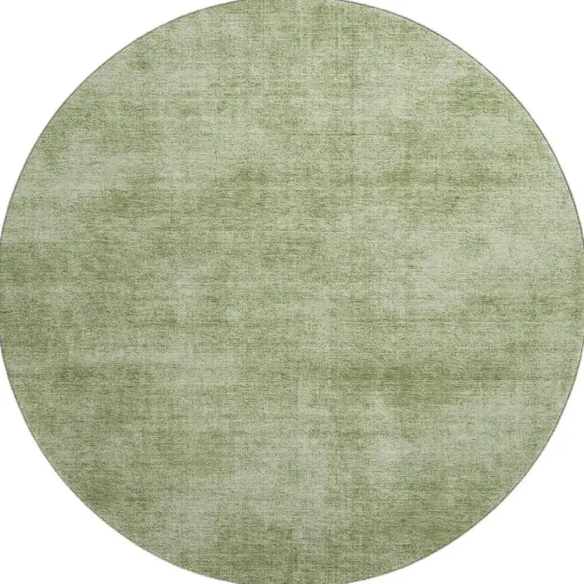 8' Green And Ivory Abstract Washable Round Rug With UV Protection Photo 3