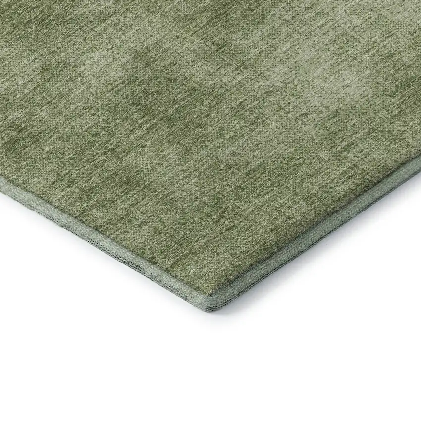 8' Green And Ivory Abstract Washable Round Rug With UV Protection Photo 6