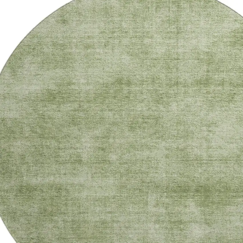 8' Green And Ivory Abstract Washable Round Rug With UV Protection Photo 2