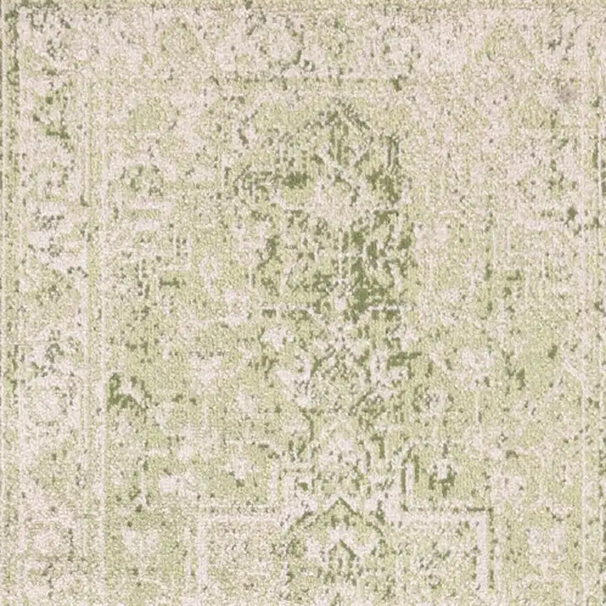 10' Green And Ivory Floral Runner Rug Photo 3