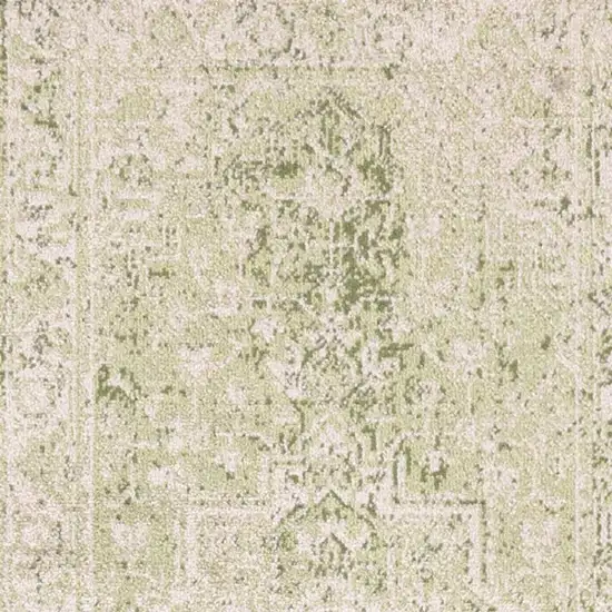 8' Green And Ivory Floral Runner Rug Photo 3