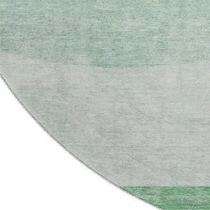8' Green And Ivory Geometric Washable Round Rug With UV Protection Photo 3