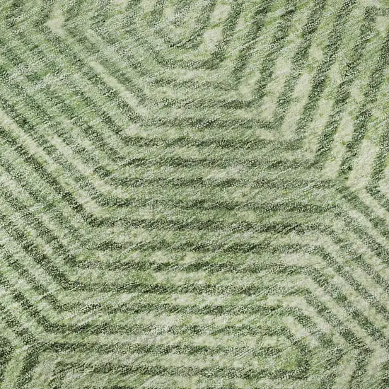 8' Green And Ivory Geometric Washable Round Rug With UV Protection Photo 9