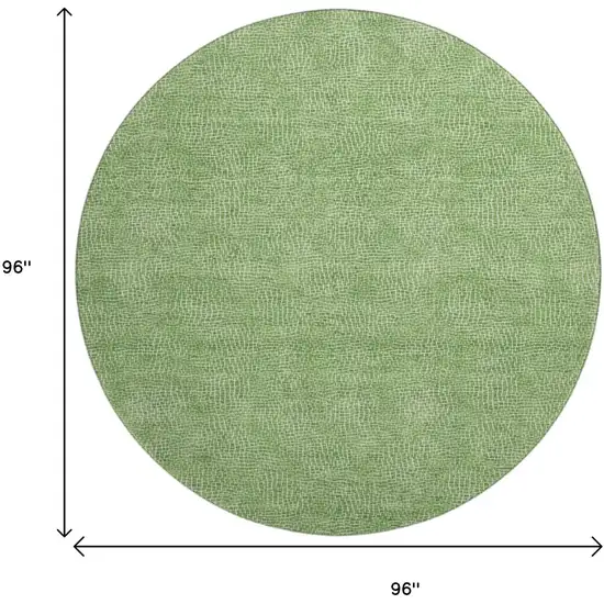 8' Green And Ivory Geometric Washable Round Rug With UV Protection Photo 9