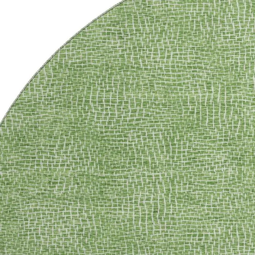 8' Green And Ivory Geometric Washable Round Rug With UV Protection Photo 2