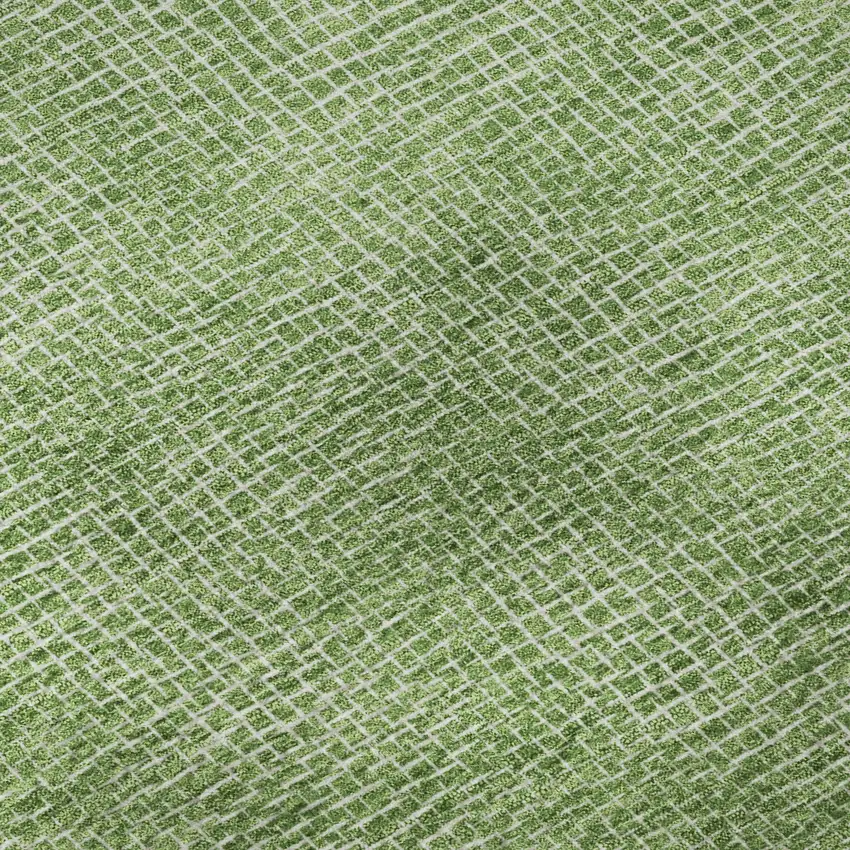 8' Green And Ivory Geometric Washable Round Rug With UV Protection Photo 8