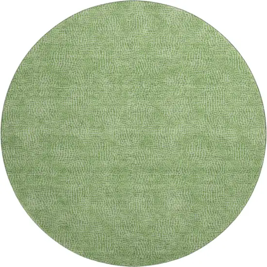 8' Green And Ivory Geometric Washable Round Rug With UV Protection Photo 1