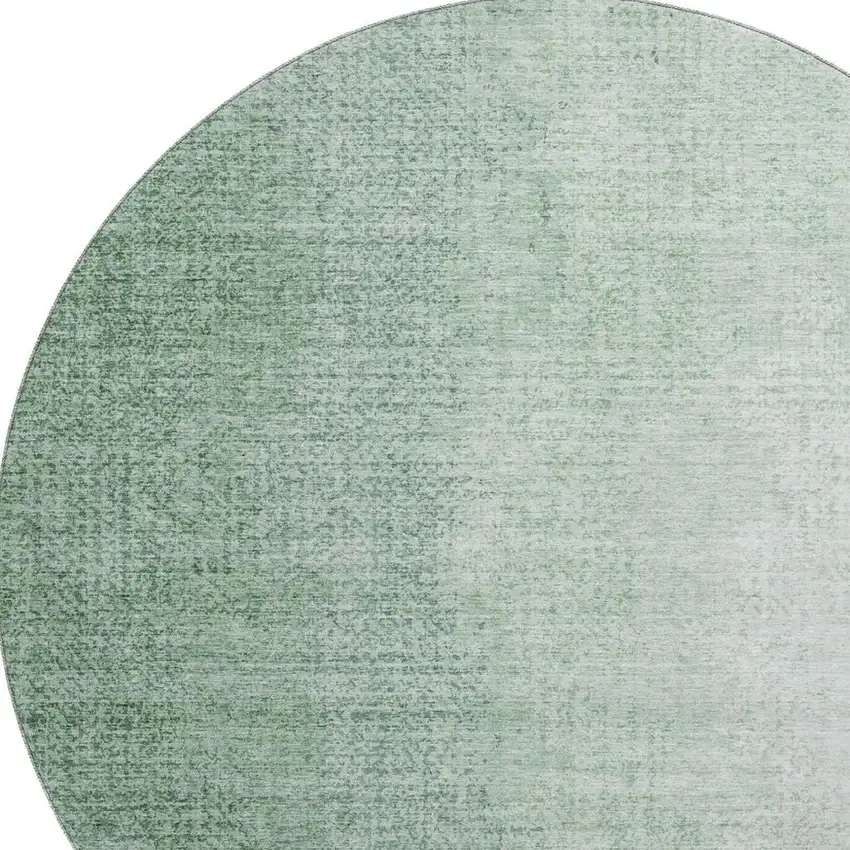 8' Green And Ivory Ombre Washable Round Rug With UV Protection Photo 3