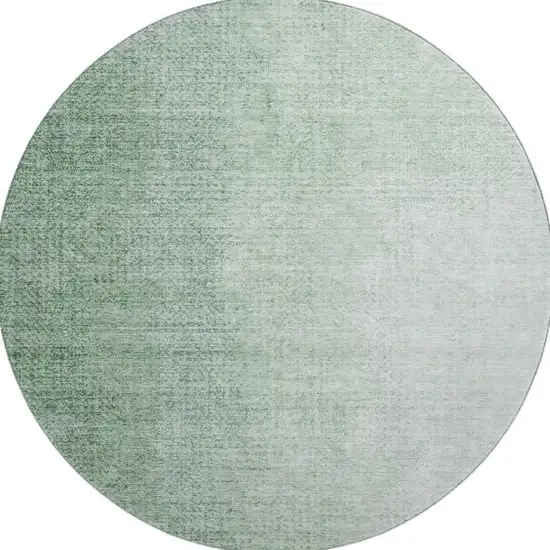 8' Green And Ivory Ombre Washable Round Rug With UV Protection Photo 4