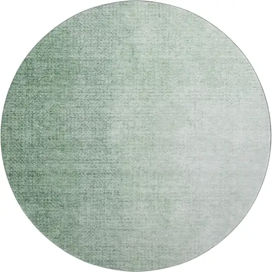 8' Green And Ivory Ombre Washable Round Rug With UV Protection Photo 1