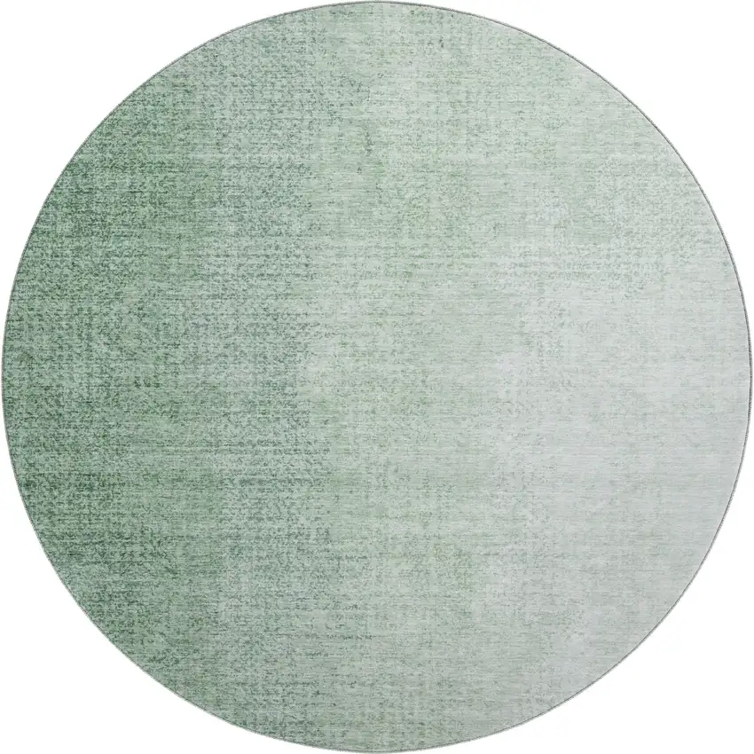 8' Green And Ivory Ombre Washable Round Rug With UV Protection Photo 1