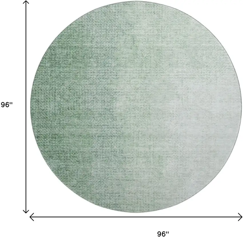 8' Green And Ivory Ombre Washable Round Rug With UV Protection Photo 3