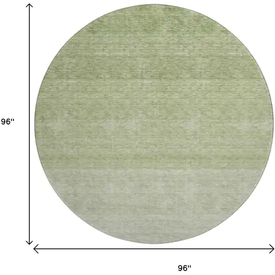 8' Green And Ivory Ombre Washable Round Rug With UV Protection Photo 9