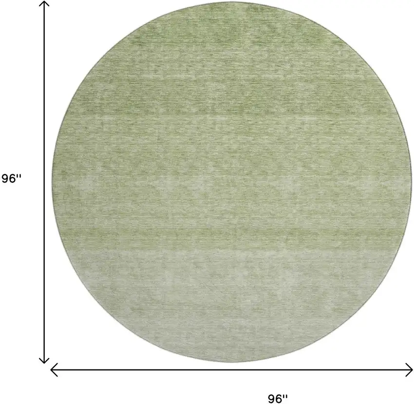 8' Green And Ivory Ombre Washable Round Rug With UV Protection Photo 9