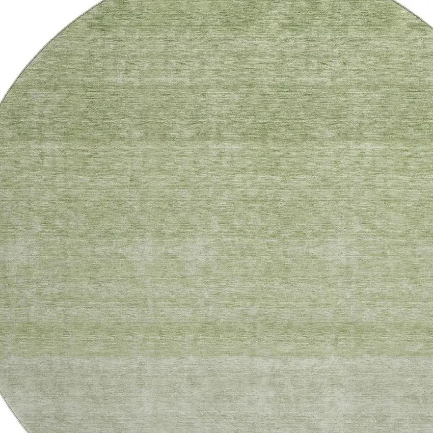 8' Green And Ivory Ombre Washable Round Rug With UV Protection Photo 2