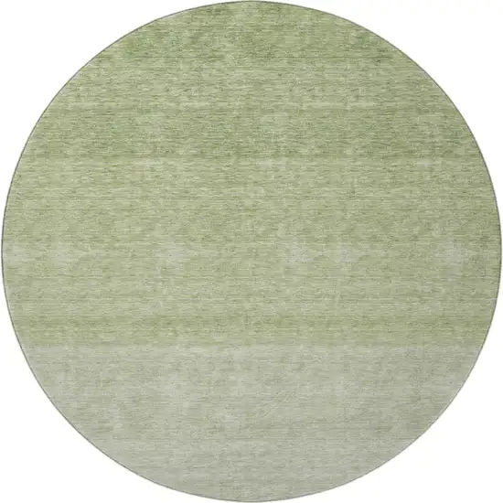 8' Green And Ivory Ombre Washable Round Rug With UV Protection Photo 3