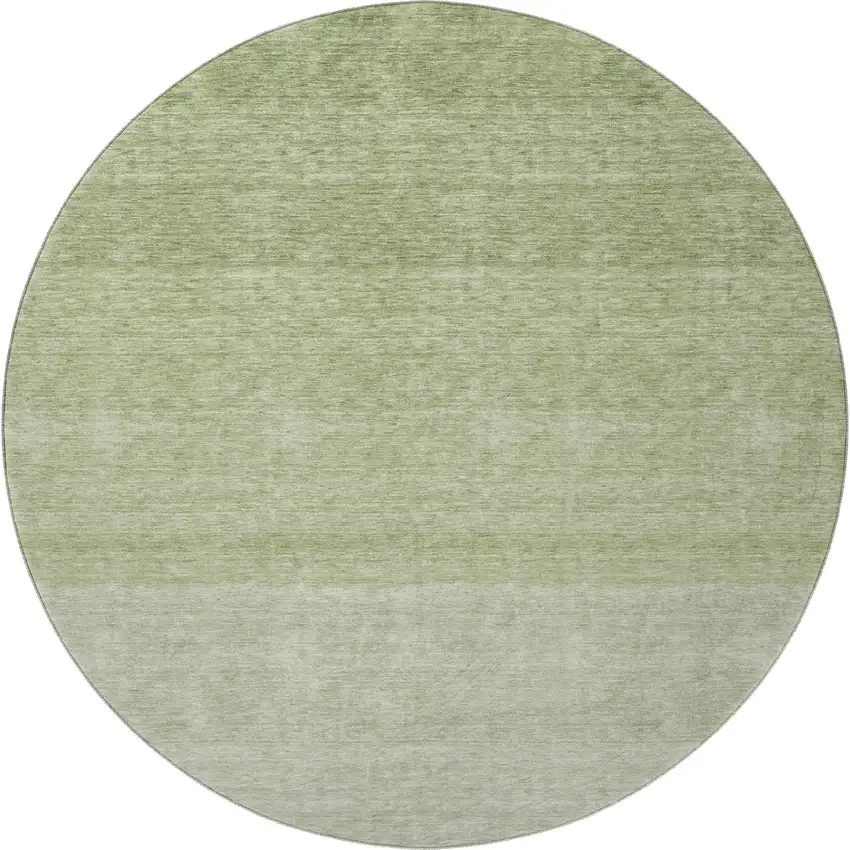 8' Green And Ivory Ombre Washable Round Rug With UV Protection Photo 3