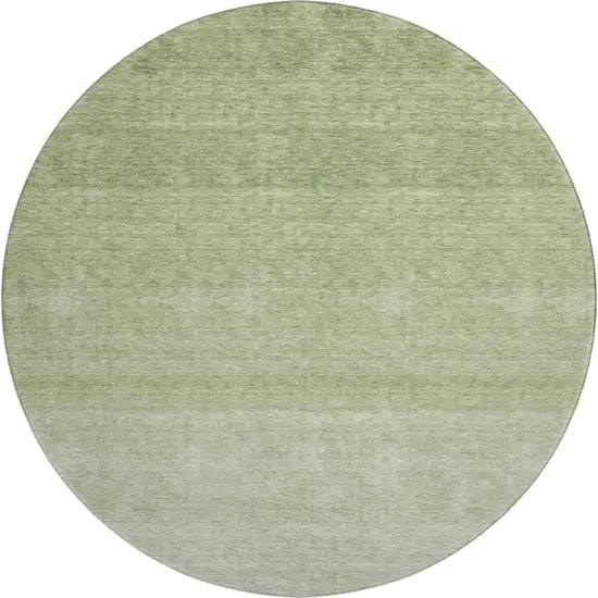 8' Green And Ivory Ombre Washable Round Rug With UV Protection Photo 1
