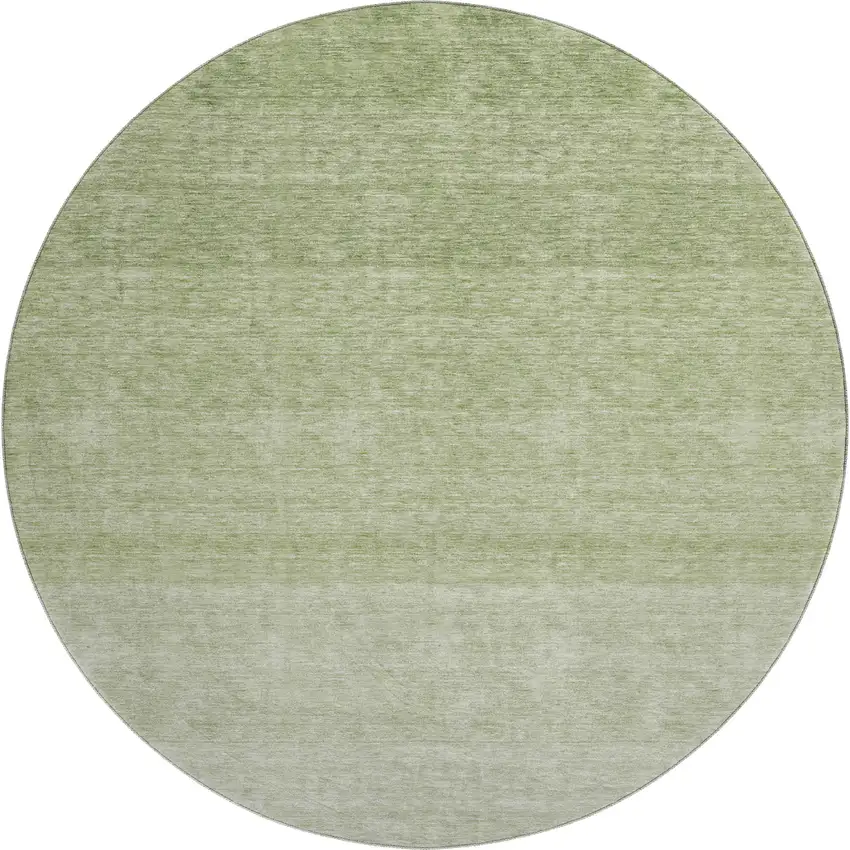 8' Green And Ivory Ombre Washable Round Rug With UV Protection Photo 1