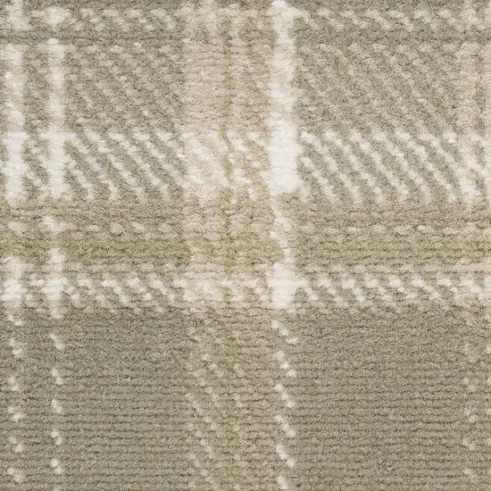 8' Green And Ivory Plaid Runner Rug Photo 4