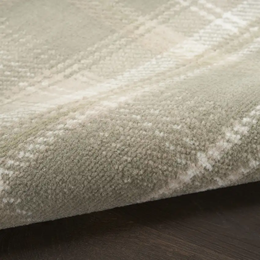 8' Green And Ivory Plaid Runner Rug Photo 9