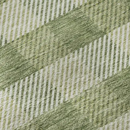 8' Green And Ivory Plaid Washable Round Rug With UV Protection Photo 7