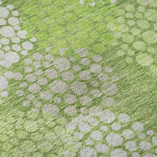 8' Green And Ivory Polka Dot Washable Round Rug With UV Protection Photo 9