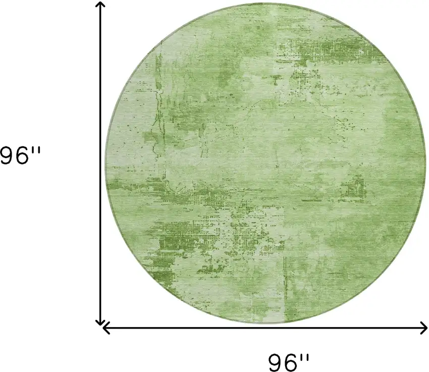 8' Green And Ivory Round Abstract Washable Indoor Outdoor Area Rug Photo 9