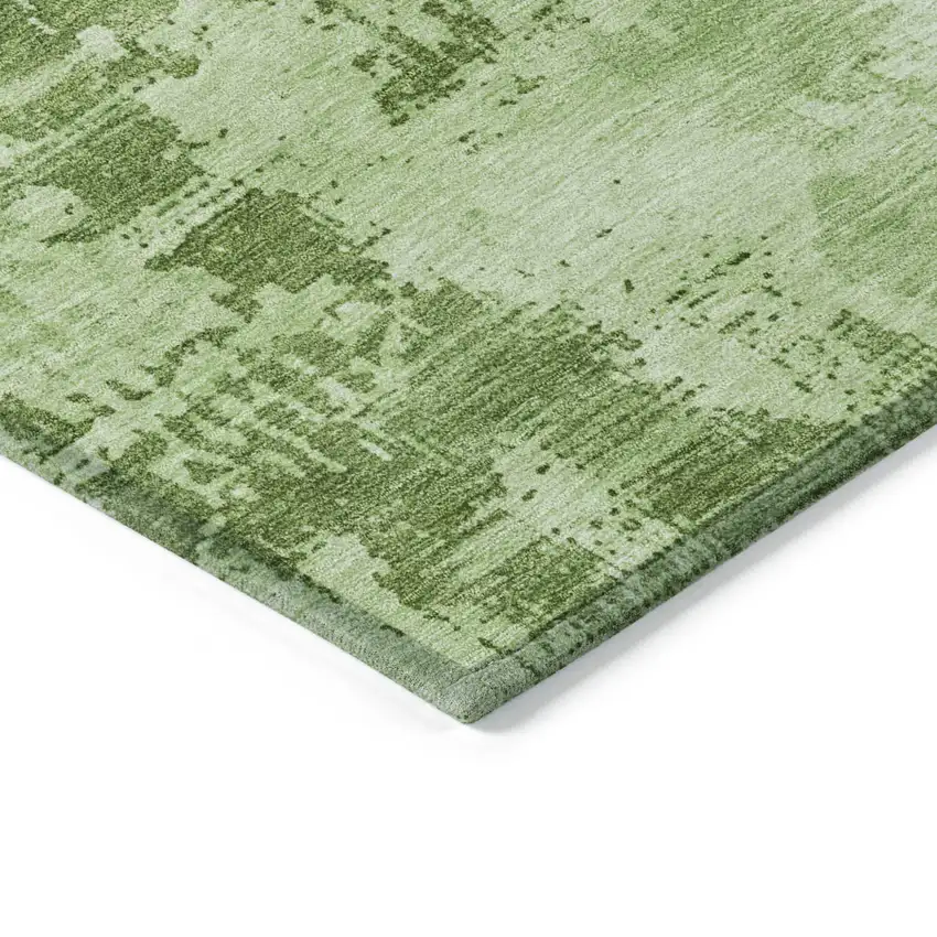 8' Green And Ivory Round Abstract Washable Indoor Outdoor Area Rug Photo 4