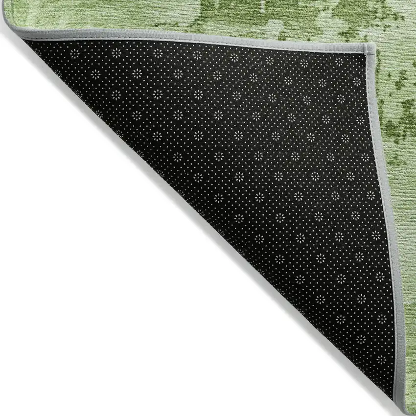 8' Green And Ivory Round Abstract Washable Indoor Outdoor Area Rug Photo 3