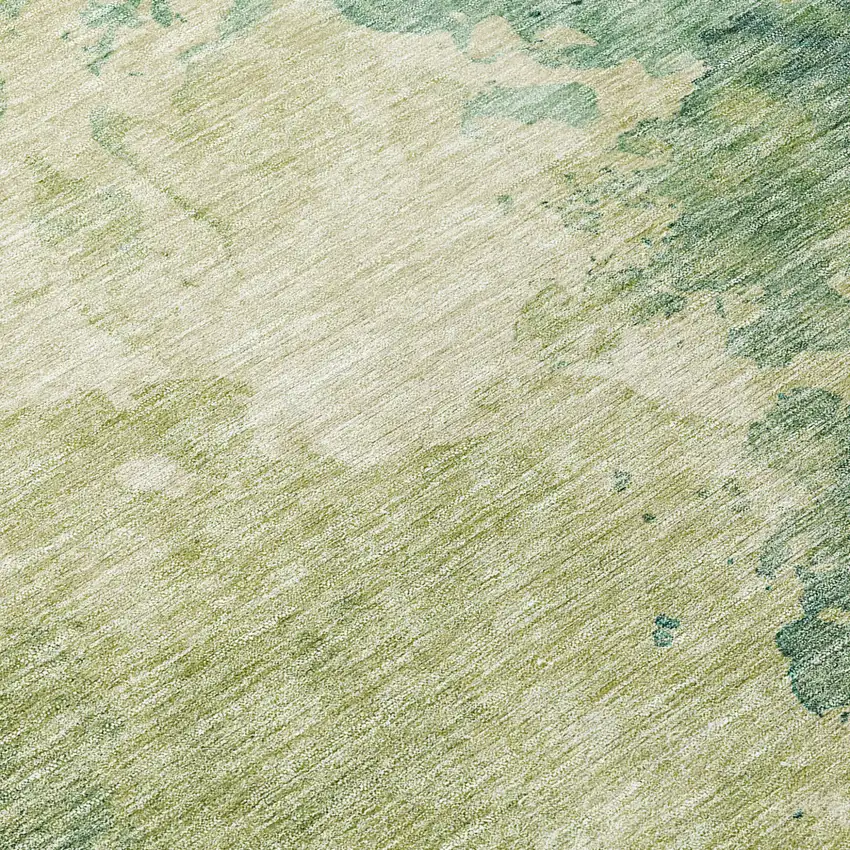 8' Green And Ivory Round Abstract Washable Indoor Outdoor Area Rug Photo 8
