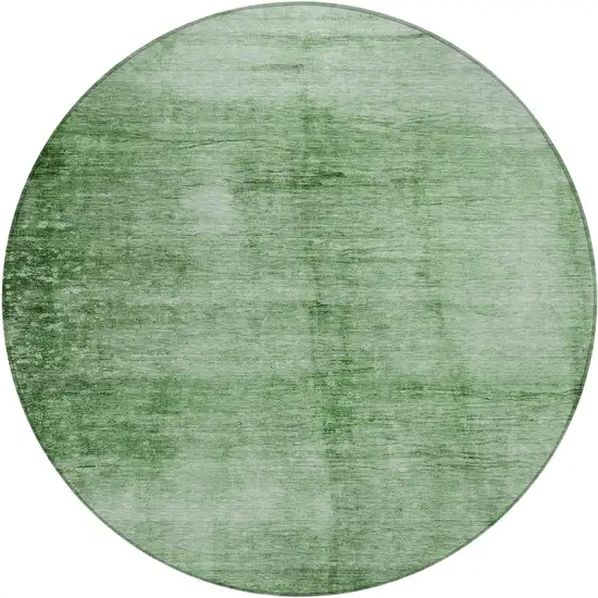 8' Green And Ivory Round Abstract Washable Indoor Outdoor Area Rug Photo 1